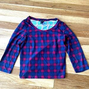 Forever21 Red Navy Plaid Lounge Top Sz M